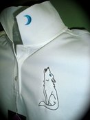 Image of Wolf Howling at the Moon Polo Shirt - White