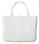 Image of Pure White Glazed Python Petite Tote
