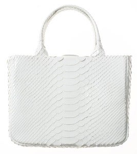 Image of Pure White Glazed Python Petite Tote