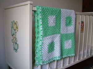 Image of Vintage Style Hand Crocheted Square Blanket