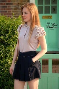 Image of Miss Patina British Style Skirt-Like Shorts (Navy)