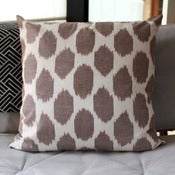 Image of Brown Dot Uzbek Ikat, Silk and Cotton Cushion Cover, Pillow, 45 x 45 cm, 18 inch