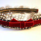 Image of "Julia" Feather Headband and Red Velvet Ribbon MORE COLORS