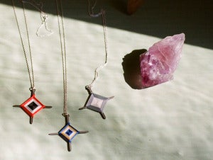 Image of Hand-Woven God's Eye Pendant-Striped