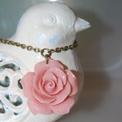 Image of Salmon Coral Rose Pendant on Antique Gold Chain
