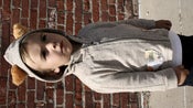 Image of SUPER soft cat ear hoodie with cat fabric on pockets. 