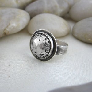 Image of Silver Dome Ring, Sunrise Motif