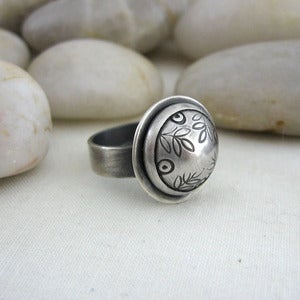 Image of Silver Dome Ring, Garden Motif