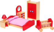 Image of Kids Wooden Dollhouse Furniture - Bedroom