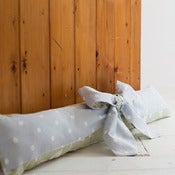 Image of Bow Draught Excluder - Blue Polka Dot