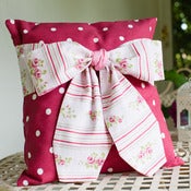 Image of Bow Cushion - Pink Floral & Stripe