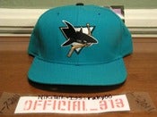 Image of VINTAGE SAN JOSE SHARKS LOGO NEW ERA SNAPBACK CAP HAT