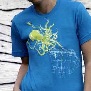 Image of Squid and Ship - Illustration Nautical Art Tee