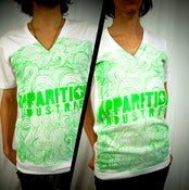 Image of Uni-Sex Green Swirls V-Neck