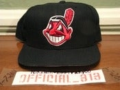 Image of VINTAGE CLEVELAND INDIANS LOGO NEW ERA SNAPBACK CAP HAT