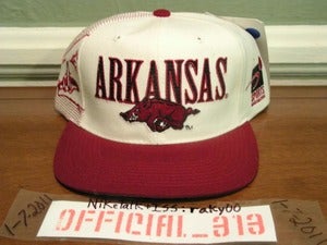 Image of VINTAGE ARKANSAS RAZORBACKS TEXT LOGO SPORTS SPECIALTIES CAP HAT