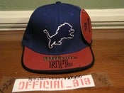 Image of VINTAGE DETROIT LIONS LEATHER LOGO WILSON STRAPBACK CAP HAT
