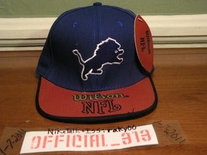 Image of VINTAGE DETROIT LIONS LEATHER LOGO WILSON STRAPBACK CAP HAT