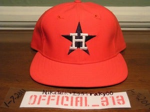 Image of VINTAGE HOUSTON ASTROS STAR LOGO ORANGE NEW ERA SNAPBACK CAP HAT