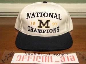 Image of VINTAGE MICHIGAN WOLVERINES 1997 CHAMPIONS SNAPBACK CAP HAT