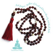 Image of YogaBe Gemstone Mala Necklace - Red Jasper, Mother-Of-Pearl and Brown Quartz