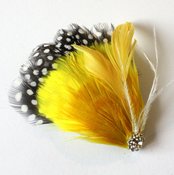 Image of "Francine" Black and White Feather Hair Clip with Rhinestones MORE COLORS