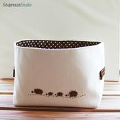 Image of Fabric basket - Natural canvas with needle felted hedgehog applique