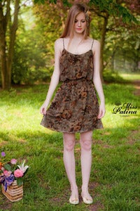 Image of Frill Top Adjustable Strap Dress (Brown)