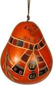 Image of Gourd Orange Snowman Ornament - Peru