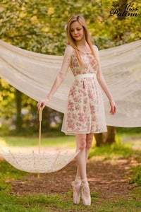 Image of Premium Collection Gorgeous Dotty Mesh Overlay Dress (white)