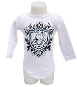 Image of BODY BÉBÉ "LAPIN" BLANC MOTIF BLEU 3 À 12 MOIS