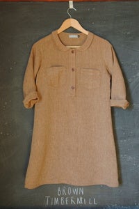 Image of linen timbermill dress in summer brown