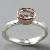 Image of Sterling Silver Twig Ring with Rose Gold and Morganite