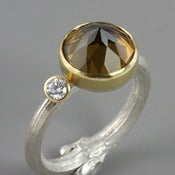 Image of Sterling Silver Ring with Whisky Quartz and Diamond
