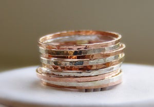 Image of Stackable Rings Silver & Rose Gold