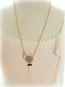 Image of Map of Paris with Cream Eiffel Tower Necklace