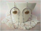 Image of Semi Circles with heart chains and “love” hanging earrings