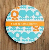 Image of Screen printed coasters orange and blue
