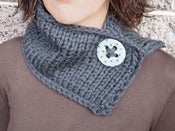 Image of Charcoal grey scarf with porcelain button