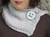 Image of Beige grey scarf with porcelain button