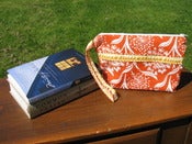 Image of Goody Bag Orange/White with Decorative Stripe