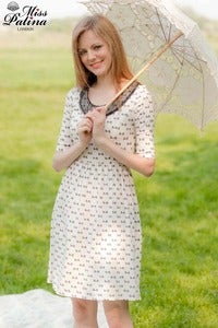 Image of Black Lace Peter Pan Collar Stretchy Fabric Dress (Bow prints)