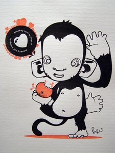 Image of Monkey loves Oranges - Gocco Print