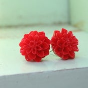 Image of Blooming Studs - Darling Dahlias in Cherry Red