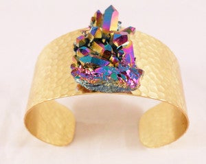 Image of Dark Matter Quartz Brass Cuff