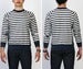 Image of Navy Stripe Ringspun Cotton Crossgrain Terry Crew
