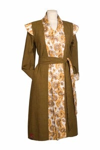 Image of Manteau "épaulettes" réversible marron carreaux fins/Brown checked reversible coat