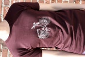Image of Glow-in-the-Dark moped t-shirt Unisex adult Small Maroon 