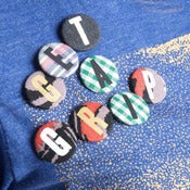 Image of Screenprinted letter button badges