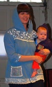 Image of Blue Butterfly hoodie with quilted print fabric pockets lined with LOTS of amazing lace! 